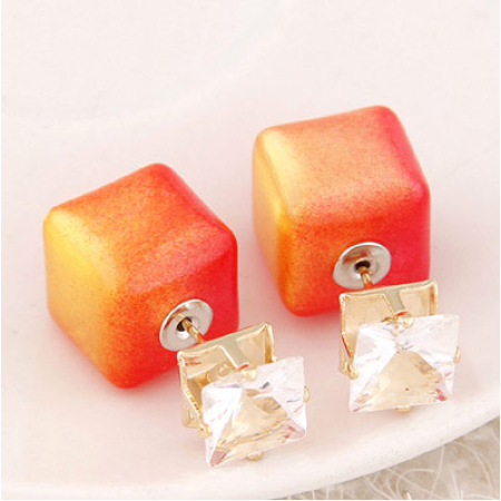 Shaded Neon Orange Princess Double Stud Earrings